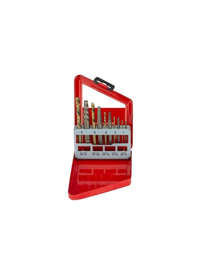 01925A Screw Extractor And Left Hand Drill Bit Set Hss M2 Steel Drill Bits Alloy Spiral Flutes Reverse Drill Bit And Bolt Extractor Easily Remove Stripped Screws And Broken Bolts 10 Pieces