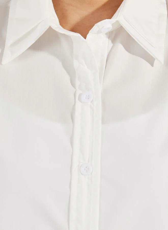 Styli Solid Woven Double Collar Oversized Shirt