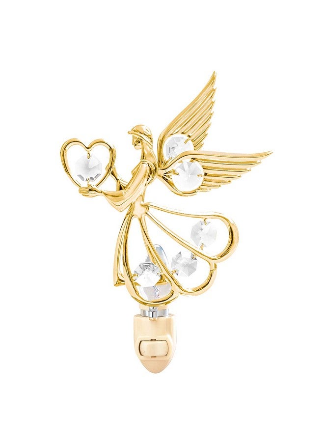 24k Gold Angel with Heart Night Light - Clear Mascot Crystal