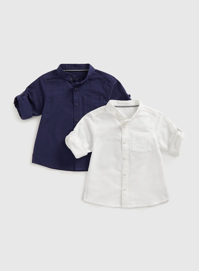 mothercare Navy and White Oxford Shirts - 2 Pack  - Image 1