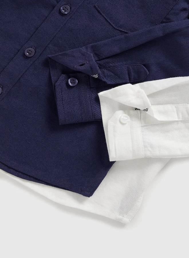مذركير Navy and White Oxford Shirts - 2 Pack