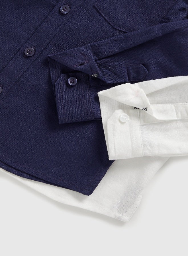 mothercare Navy and White Oxford Shirts - 2 Pack  - Image 2