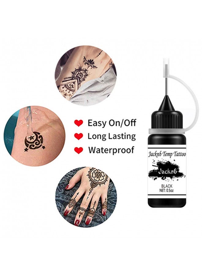 Jacknb Jacknb Temporary Tattoo Kit Freehand Ink Semi Permanent Tattoo Jagua Gel 40 Pcs Free Stencils DIY Fake Freckles Temp Tattoos for Women Kids Men - Full Kit 4 Bottles - Image 2