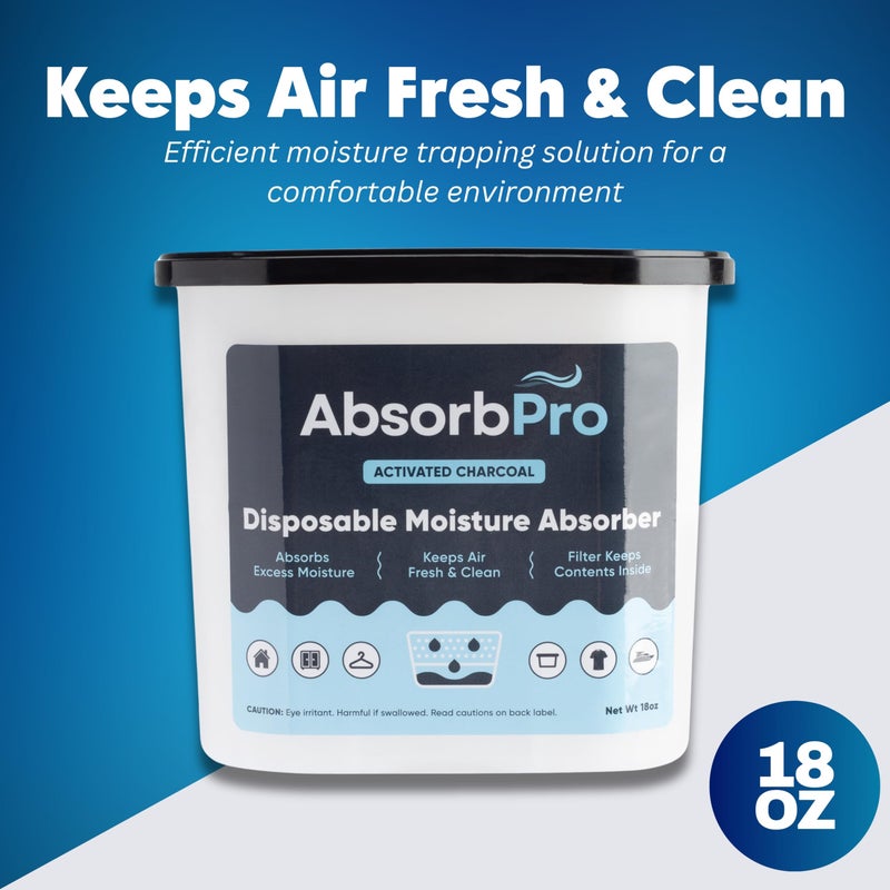 Absorb Pro - Moisture Absorber Tub with Activated Charcoal - 3-Pack - 18 oz Disposable Odor Eliminator Box & Dehumidifier for Garage, Home, Kitchen, Bedroom, Bathroom, Closet, Cars, and Boats - Image 2