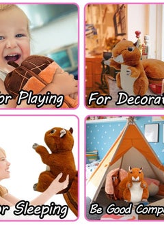 Y&D Squirrel Stuffed Animal, 10'' Plush in Nut Bag with Zipper, Reversible Toy Pillows for Kids - Cute Room Decor and Gifts Kids, Girls, Boys  - Image 5