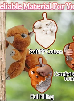 Y&D Squirrel Stuffed Animal, 10'' Plush in Nut Bag with Zipper, Reversible Toy Pillows for Kids - Cute Room Decor and Gifts Kids, Girls, Boys  - Image 4