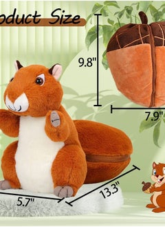 Y&D Squirrel Stuffed Animal, 10'' Plush in Nut Bag with Zipper, Reversible Toy Pillows for Kids - Cute Room Decor and Gifts Kids, Girls, Boys  - Image 2
