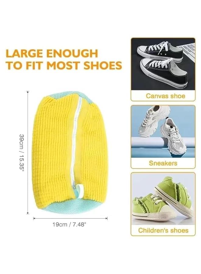 HOOKOR 2Pcs Shoe Washing Machine Bag, Shoe Bag Laundry Shoe Cleaning Bag for Washing Machine Washer and Dryer, Reusable Sneaker Washing Machine Bag for All Shoe Types and Sizes (Yellow) - Image 4