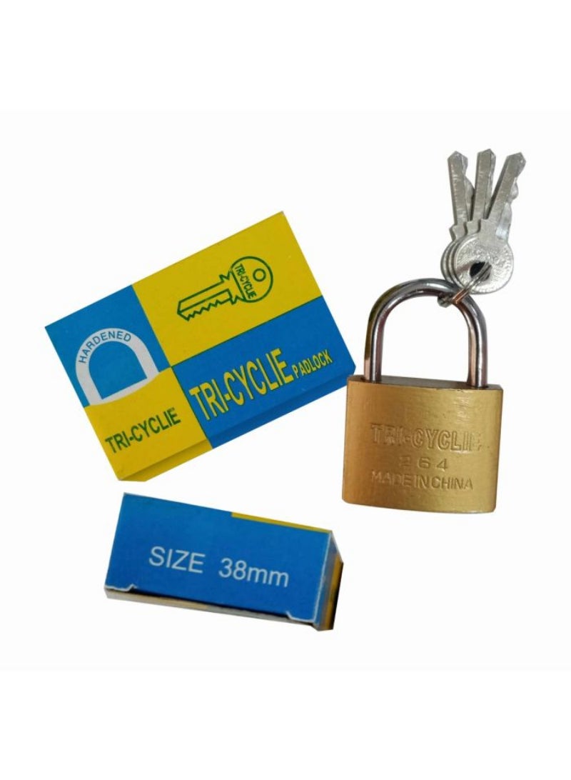 Security & Durability With The Golden Tri-Cycle Golden Padlocks 38Mm