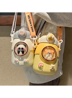 OLUDENIZ Cute Bear Kids 650 ML Stainless Steel Water Bottle Shoulder Strap – Durable, Leak-Proof, and Multi-Functional Design for School and Other  - Image 4