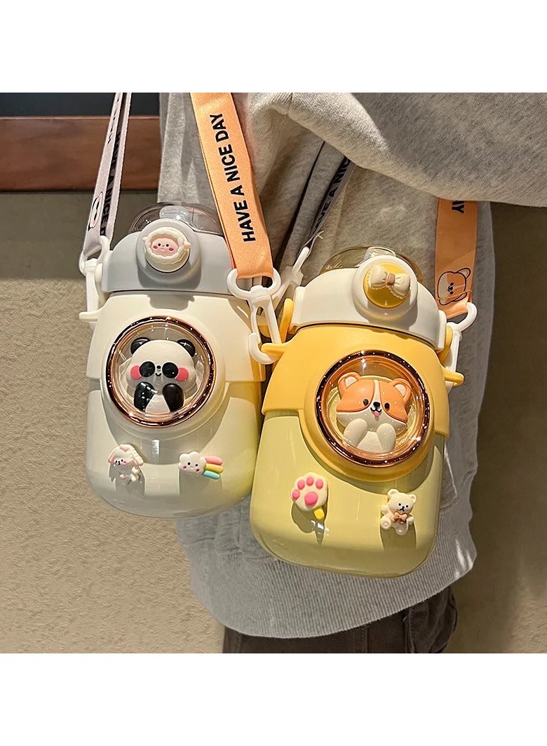 OLUDENIZ Cute Bear Kids 650 ML Stainless Steel Water Bottle Shoulder Strap – Durable, Leak-Proof, and Multi-Functional Design for School and Other - Image 4