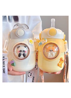 OLUDENIZ Cute Bear Kids 650 ML Stainless Steel Water Bottle Shoulder Strap – Durable, Leak-Proof, and Multi-Functional Design for School and Other  - Image 3