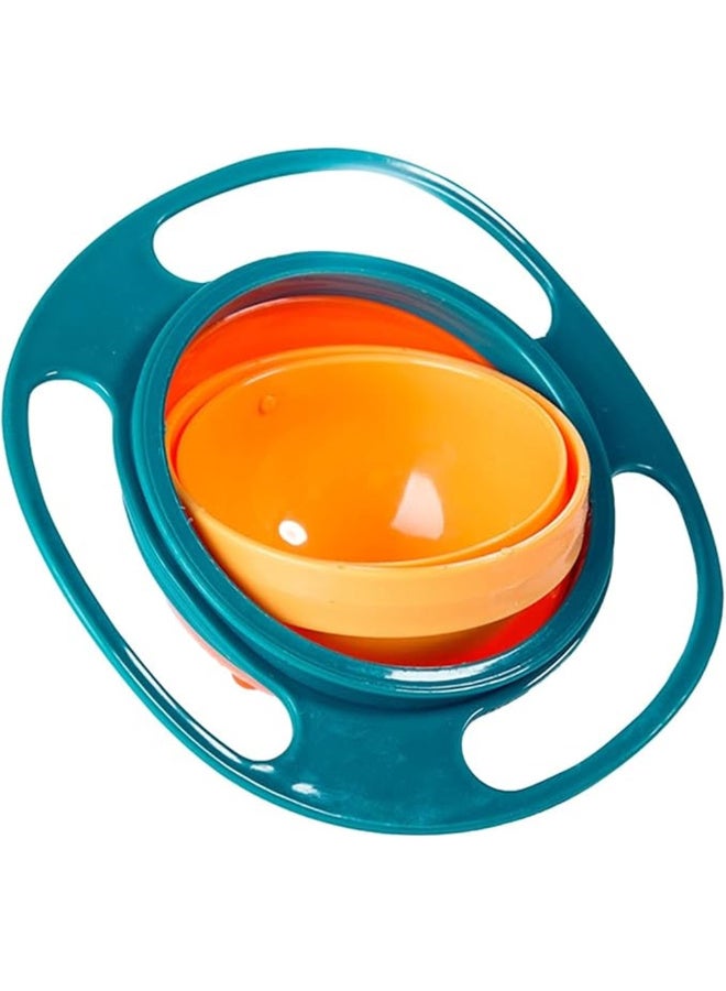 MiniMe Anti-Spill Gyro Baby Bowl | 6–36 Months | Teal & Orange | Food-Grade Plastic & ABS | Ergonomic Handles & 360° Rotating Inner Bowl | Leak-Proof Gyroscopic Design | Dishwasher Safe & Easy To Clean - Image 1