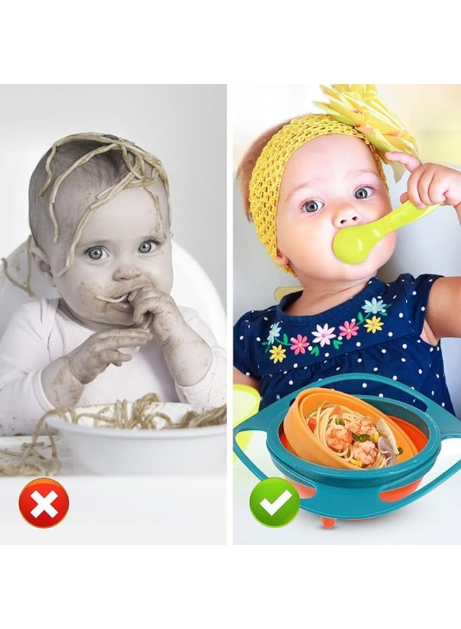 MiniMe Anti-Spill Gyro Baby Bowl | 6–36 Months | Teal & Orange | Food-Grade Plastic & ABS | Ergonomic Handles & 360° Rotating Inner Bowl | Leak-Proof Gyroscopic Design | Dishwasher Safe & Easy To Clean - Image 3