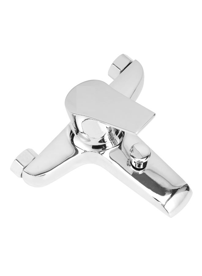 فكسر خلاط حمام ودش بمقبض واحد - حنفية مثبتة على الحائط مع دش يدوي وخرطوم | مقبض معدني متين | خرطوشة سيراميك | لمسة نهائية من الكروم - Image 3