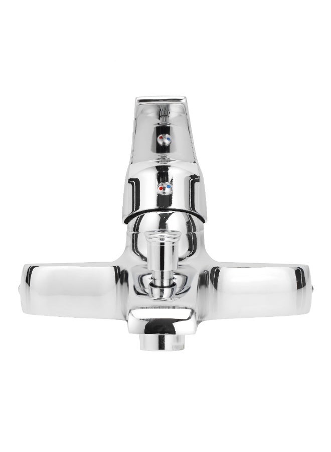 فكسر خلاط حمام ودش بمقبض واحد - حنفية مثبتة على الحائط مع دش يدوي وخرطوم | مقبض معدني متين | خرطوشة سيراميك | لمسة نهائية من الكروم - Image 4