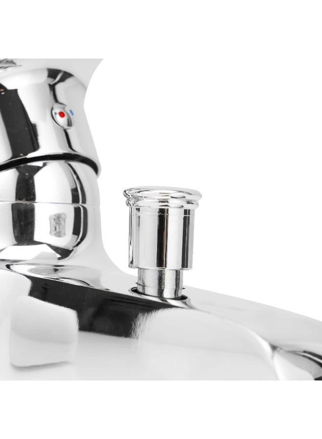 فكسر خلاط حمام ودش بمقبض واحد - حنفية مثبتة على الحائط مع دش يدوي وخرطوم | مقبض معدني متين | خرطوشة سيراميك | لمسة نهائية من الكروم - Image 2