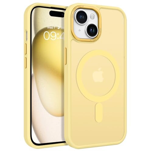 YINLAI for iPhone 15 Case 6.1-inch,Magnetic Compatible with MagSafe, Slim Matte Anti-Fingerprint, Shockproof Full Body Military Grade Protection for iPhone 15 Cover, Yellow - Image 1