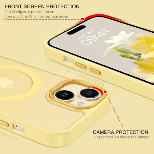 YINLAI for iPhone 15 Case 6.1-inch,Magnetic Compatible with MagSafe, Slim Matte Anti-Fingerprint, Shockproof Full Body Military Grade Protection for iPhone 15 Cover, Yellow - Image 5