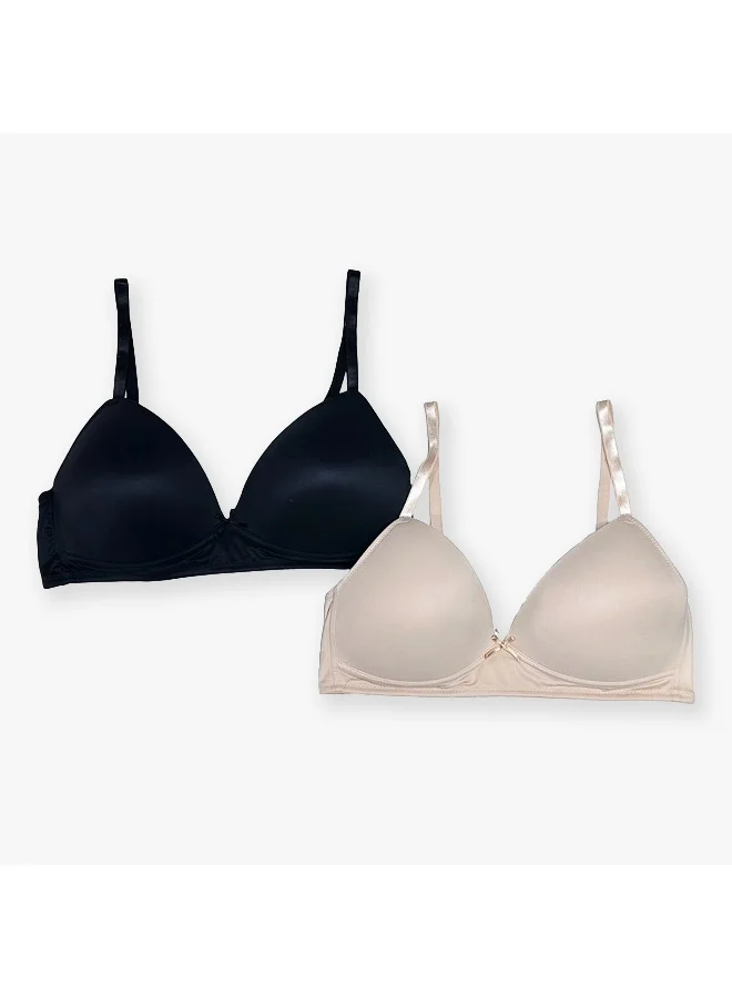 Aadaraya Set of 2 - Aadaraya Assorted Plunge Bra with Hook and Eye Closure