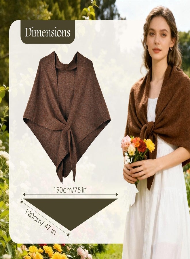 FeelfunFeather Shawl Wraps for Women Knitted Triangle Cashmere Shawl Scarf Pashmina Cardigan Cape for Winter, Brown, 6Ft - Image 3
