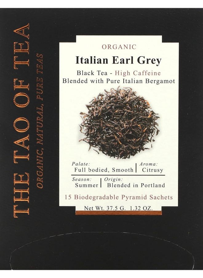 The Tao of Tea - Organic Italian Earl Grey Black Tea 15 Pyramid Sachets 1.32 oz (37.5 g) - Image 1