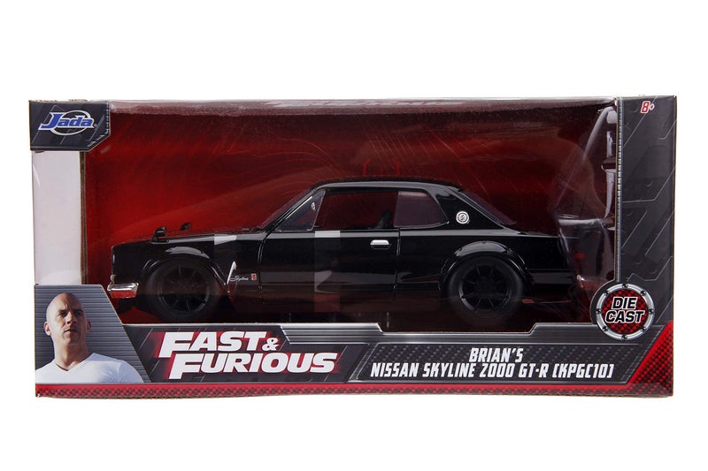 Jada Toys, Metal, Fast & Furious 1:24 Brians's Nissan Skyline 2000 GT-R Die-cast Car, Toys for Kids and Adults (JA99686) , Black - Image 4