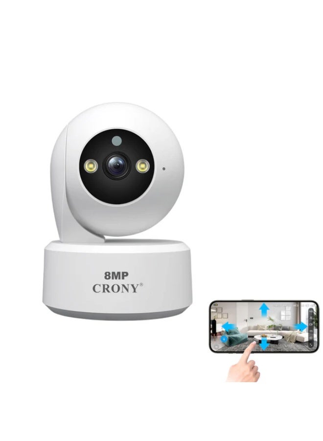 كروني كاميرا مراقبة داخلية كروني Sh064 بدقة 8 ميجابكسل مزودة بخاصية واي فاي وصوت ثنائي الاتجاه ورؤية ليلية وتتبع بشري وجهاز مراقبة أطفال لاسلكي ثنائي النطاق 5G، ومجهزة بجهاز إنذار تلقائي، ومناسبة للمشاهد الداخلية - Image 1