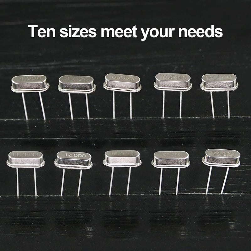 Glarks 60Pcs 10-Values Quartz Crystal Oscillator Resonators Assortment Kit 4MHz, 4.096MHz, 6MHz, 8MHz, 10MHz, 11.0592MHz, 12MHz, 16MHz, 20MHz, 24MHz - Image 3