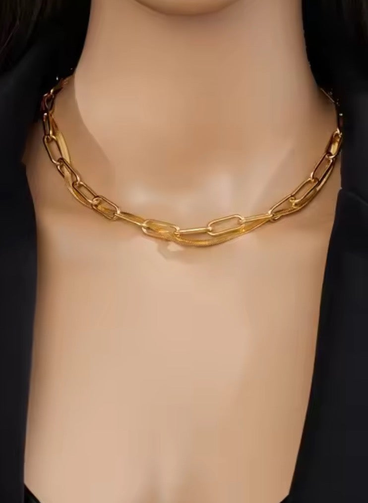 Casual collection Elegant & High Quality Stainless Steel Gold Plated Double Necklace For Women - Image 1