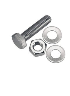 12 pcs Hex Head Screw Bolts Nuts & Washers Fully Thread GI Plain Finish Bolt Set. (10, 70MM)