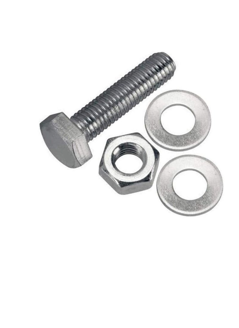 Generic - 12 pcs Hex Head Screw Bolts Nuts & Washers Fully Thread GI Plain Finish Bolt Set. (10, 70MM) - Image 1