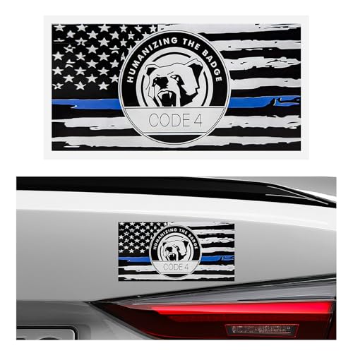 FSTURIOS Thin Blue Line Sticker Code 4 Police Support Sticker American Flag Thin Line Decal Waterproof Thin Line Flag Stickers Support Law Enforcement for Car Window Laptop Larger - Image 1