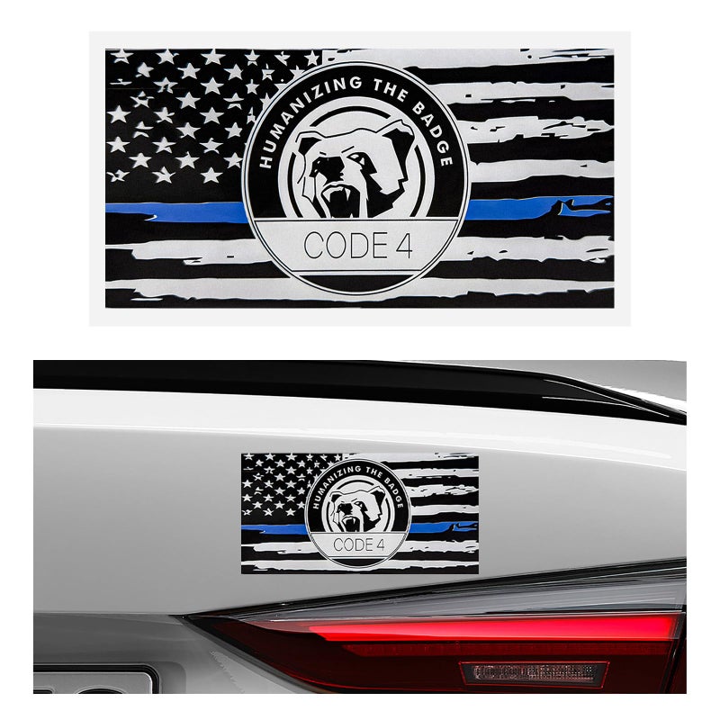 FSTURIOS Thin Blue Line Sticker Code 4 Police Support Sticker American Flag Thin Line Decal Waterproof Thin Line Flag Stickers Support Law Enforcement for Car Window Laptop Larger - Image 3