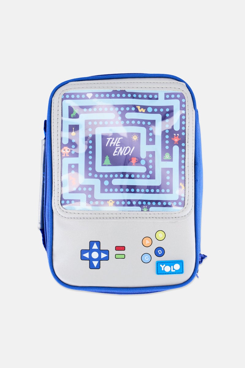 YOLO Kids Boy Graphic Print Lunch Bag, Blue - Image 1