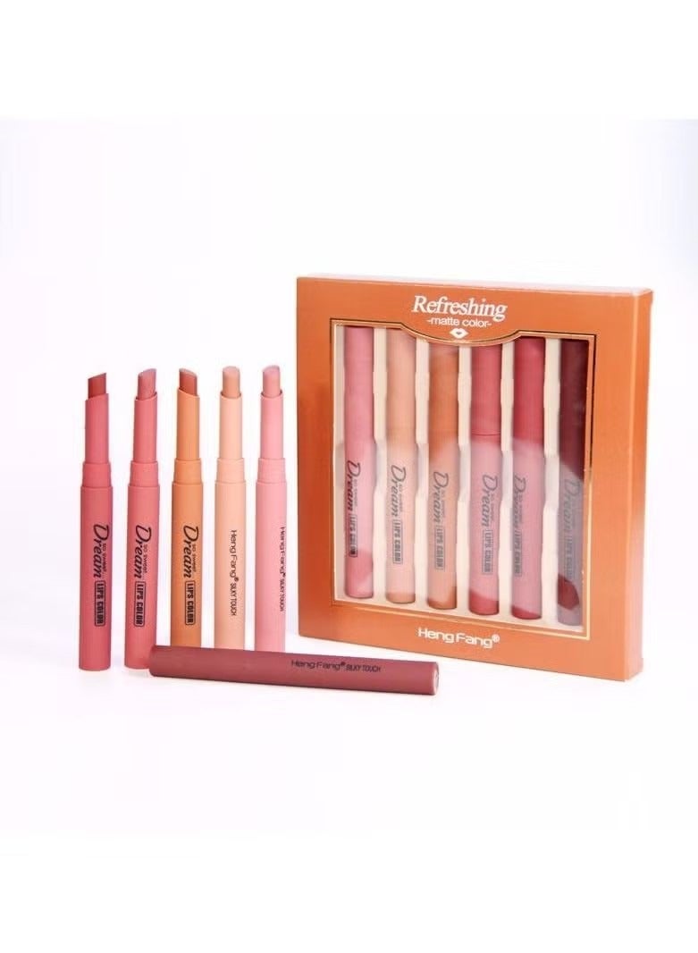 Heng Fang مجموعة أحمر شفاه غير لامع مكونة من 6 قطع متعددة الألوان - Image 1