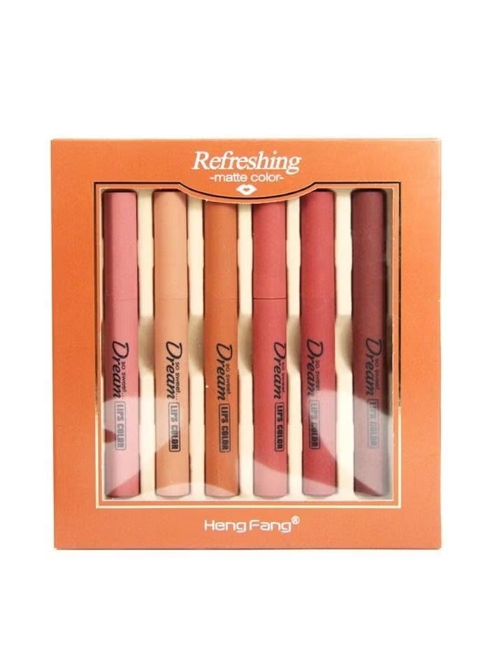 Heng Fang مجموعة أحمر شفاه غير لامع مكونة من 6 قطع متعددة الألوان - Image 2