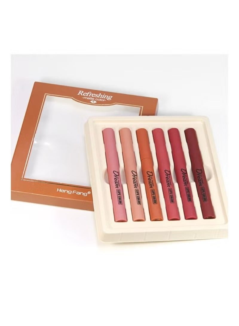 Heng Fang مجموعة أحمر شفاه غير لامع مكونة من 6 قطع متعددة الألوان - Image 3