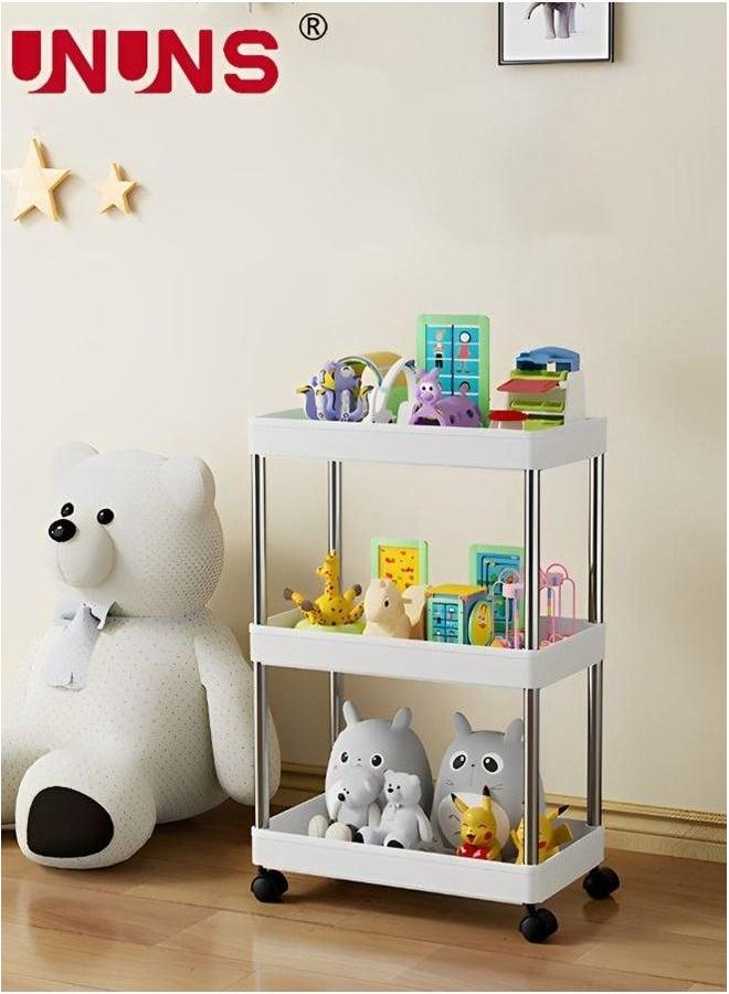 UNUNS 3 Tier Storage Cart,Bathroom Organizer,Mobile Shelving Slide Out Rolling Rack with Wheels And Hooks For Kitchen,Shelf Unit  - Image 3
