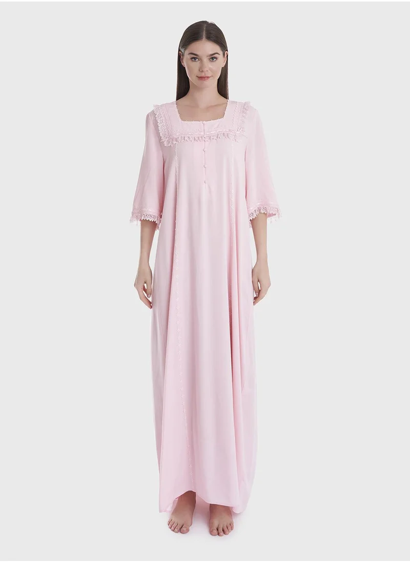 كشخة Pink Full Length Nightwear Dress
