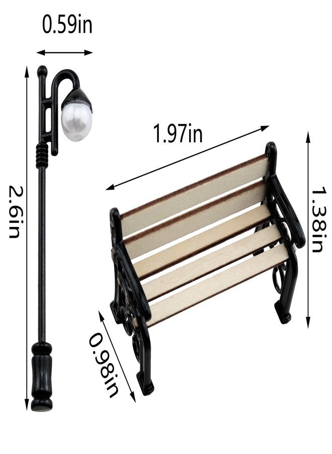 ZZHXSM 1.97-inch Miniature Park Bench 2.6-inch Miniature Street Lamp Alloy for Outdoor Decorations Garden Scenes Dollhouse Furniture Decorations Scene Arrangement - Image 3