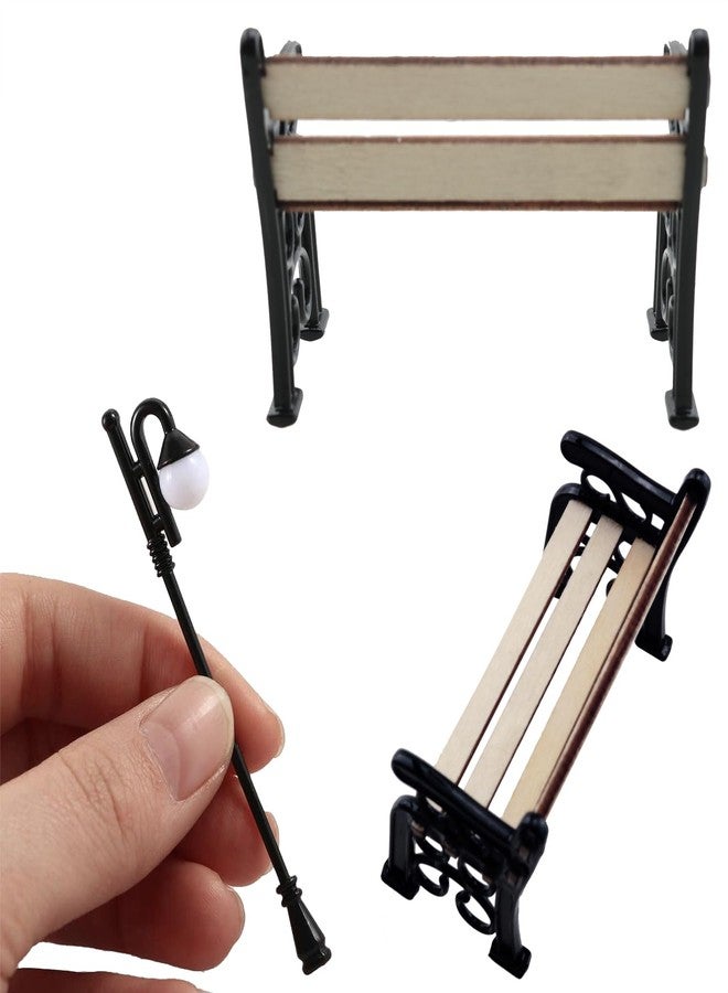 ZZHXSM 1.97-inch Miniature Park Bench 2.6-inch Miniature Street Lamp Alloy for Outdoor Decorations Garden Scenes Dollhouse Furniture Decorations Scene Arrangement - Image 5
