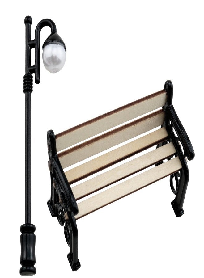 ZZHXSM 1.97-inch Miniature Park Bench 2.6-inch Miniature Street Lamp Alloy for Outdoor Decorations Garden Scenes Dollhouse Furniture Decorations Scene Arrangement - Image 2