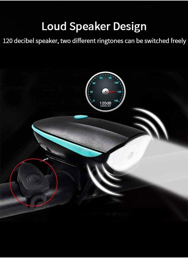 GROIC Bike Light with Horn Set,USB Rechargeable Bicycle Light with Bell,Bike Front Light for Electric Scooter Kids,Bicycle Front Light with 3 Lighting Modes (Light and Horn)  - Image 5