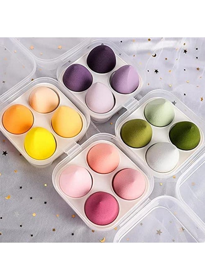 SUNISA Blender Sponge 4 Pcs In A Storage Box Makeup Cosmetic Puff Makeup Sponge With Storage Box Foundation Powder Sponge Beauty Tools Women Makeup Accessories (Multicolour) - Image 1