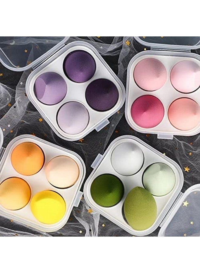SUNISA Blender Sponge 4 Pcs In A Storage Box Makeup Cosmetic Puff Makeup Sponge With Storage Box Foundation Powder Sponge Beauty Tools Women Makeup Accessories (Multicolour) - Image 3