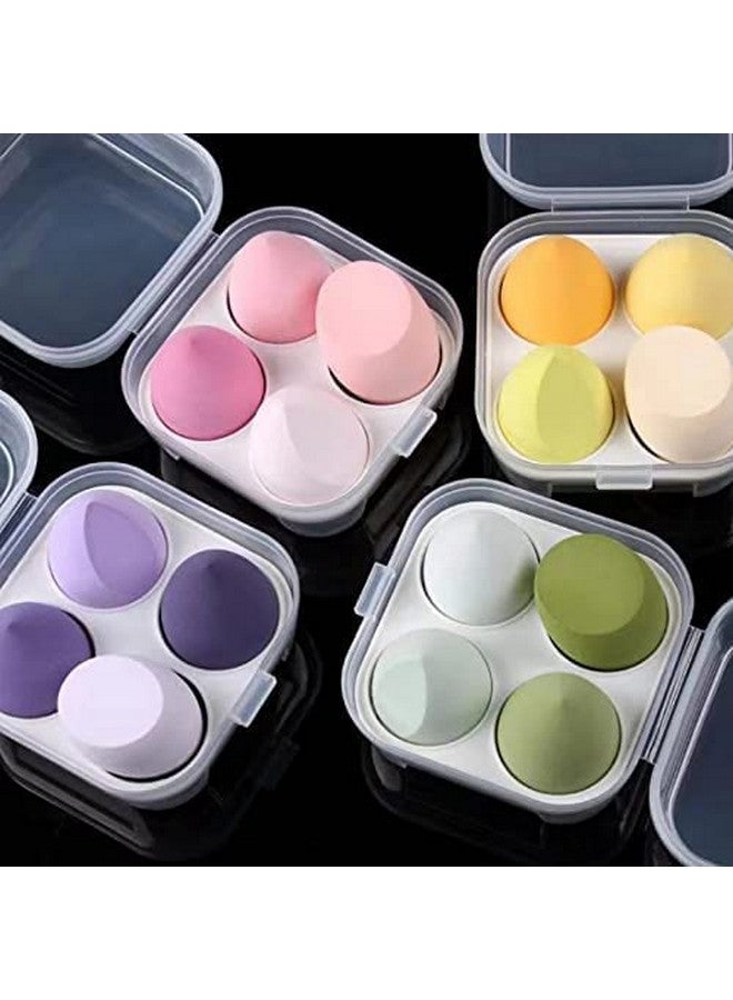 SUNISA Blender Sponge 4 Pcs In A Storage Box Makeup Cosmetic Puff Makeup Sponge With Storage Box Foundation Powder Sponge Beauty Tools Women Makeup Accessories (Multicolour) - Image 2