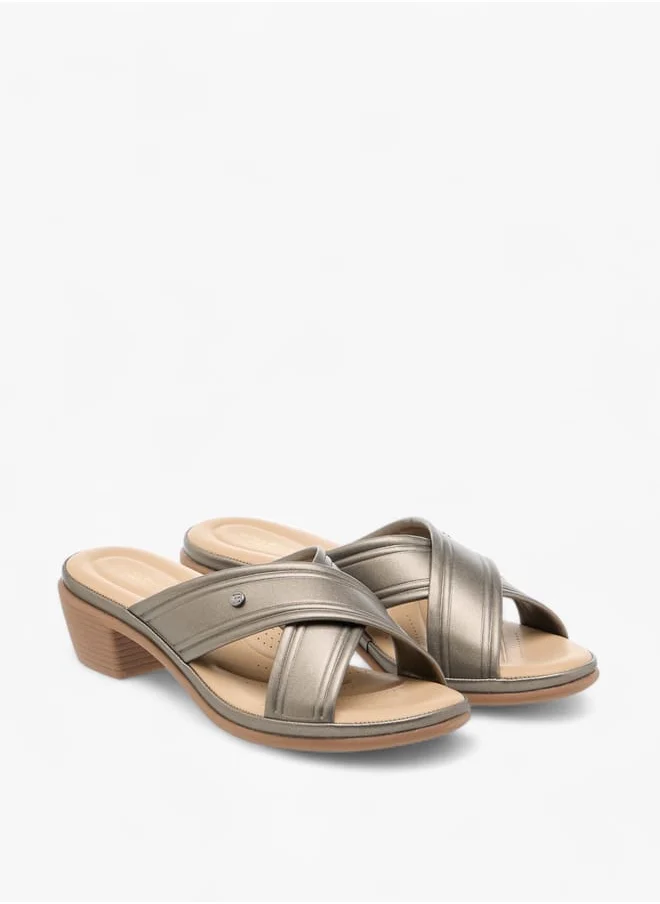 Flora Bella By Shoexpress Women Cross Strap Slip-On Sandals with Block Heel