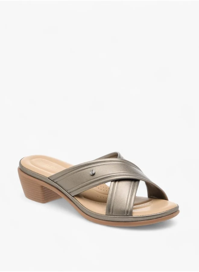 Flora Bella By Shoexpress Women Cross Strap Slip-On Sandals with Block Heel