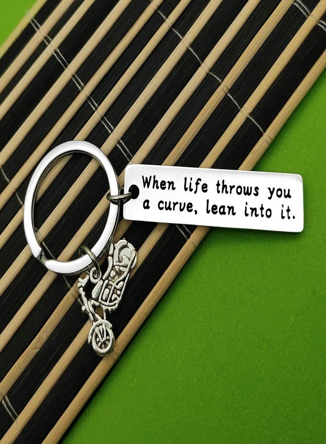 Baipilu Father's Day Gift Motorcycle Keychain When Life Throws You a Curve Lean into It keychain Bike Lover Gift motorcycle lover gifts for men Bike Gift Motorcycle Keychains for Husband Boyfriends - Image 5